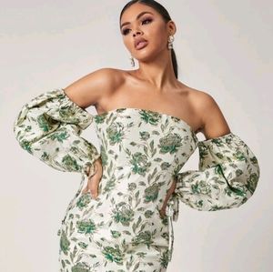 SheIn Green Jacquard mini dress